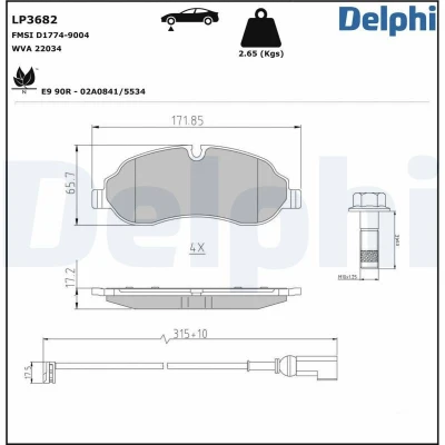 Imagem de DELPHI LP3682 Jogo de pastilhas para travão disco incl. contacto aviso desgaste com chapa anti ruído acessórios FORD: Transit V363 Van