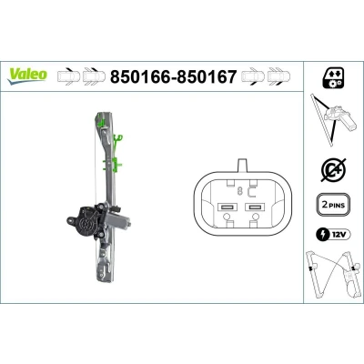 Imagem de Valeo Elevador de vidro à frente, lado esquerdo elétrico com motor sem função conforto 850166 FIAT: Punto II Hatchback