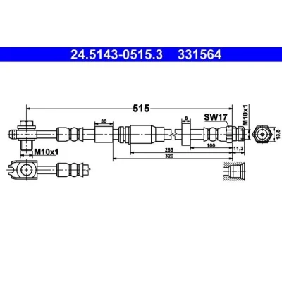 Imagem de ATE 24.5143 0515.3 Mangueira de Travão 515 M10x1