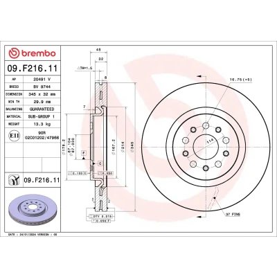Imagem de Disco de travão BREMBO 09.F216.11