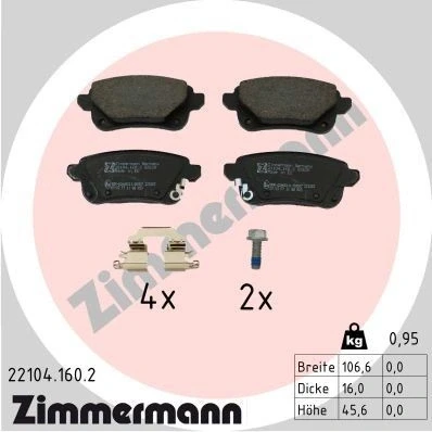 Imagem de ZIMMERMANN 22104.160.2 Jogo de pastilhas para travão disco RENAULT: Talisman Grandtour, Captur II, Sedan, NISSAN: Juke II