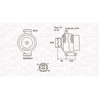 Imagem de MAGNETI MARELLI 063731980010 Alternador 12V 130A