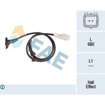 Imagem de FAE 78181 Sensor de ABS Hall 2pólos 680mm PEUGEOT: 307 Hatchback, SW, CC, CITROËN: C4 I Hatchback