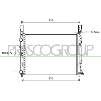 Imagem de PRASCO ME750R001 Radiador, arrefecimento do motor Alumínio 560mm 415mm 23mm Aletas de refrigeração unidas mecanicamente RENAULT: Kangoo I Express