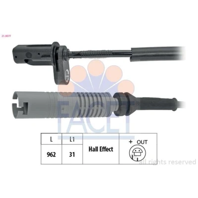 Imagem de FACET 21.0077 Sensor de ABS 962mm BMW: 1 Coupe, 3 Sedan, Coupe