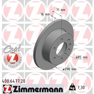 Imagem de ZIMMERMANN COAT Z 400.6477.20 Disco de travão 298 16 7/6 6 130 cheio revestido alto carbono MERCEDES BENZ: Sprinter 3.5 T Van