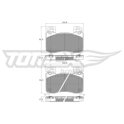 Imagem de TOMEX brakes TX 60 13 Jogo de pastilhas para travão disco Eixo dianteiro incl. contacto aviso desgaste com pesos equilíbrio
