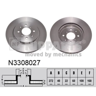 Imagem de NIPPARTS Disco de travão 272mm 22mm 4 100mm ventilado pintado N3308027 5531168L50 Discos
