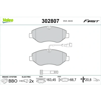 Imagem de VALEO 302807 Jogo de pastilhas para travão disco Eixo dianteiro incl. contacto aviso desgaste com parafusos, chapa anti ruído
