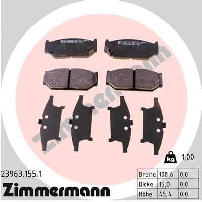 Imagem de ZIMMERMANN 23963.155.1 Jogo de pastilhas para travão disco com avisador sonoro desgaste A imagem corresponde ao volume fornecimento