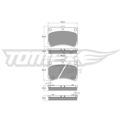 Imagem de TOMEX brakes TX 10 91 Jogo de pastilhas para travão disco Eixo dianteiro com avisador sonoro desgaste MAZDA: FAMILIA 5, Demio SW, 4