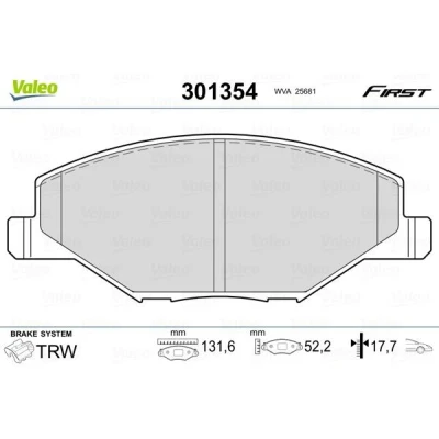 Imagem de VALEO 301354 Jogo de pastilhas para travão disco FIRST Eixo dianteiro excl. contacto aviso desgaste com chapa anti ruído SKODA: Fabia 2