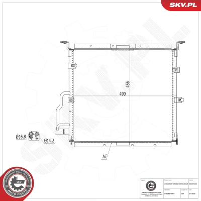 Imagem de ESEN SKV 86SKV365 Condensador sem secador Alumínio 490mm