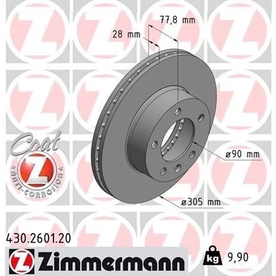 Imagem de ZIMMERMANN Disco de travão RENAULT: MASTER 2 Kasten, OPEL: Movano A Van COAT Z 305mm 28mm 6/5 5furos 130mm interior ventilado revestido alto carbono