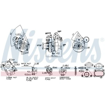 Imagem de NISSENS 93754 Turbocompressor accionado pelos gases de escape arrefecido a óleo, refrigerado água pneumático