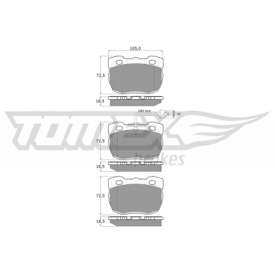Imagem de TOMEX brakes TX 16 23 Jogo de pastilhas para travão disco Eixo dianteiro incl. contacto aviso desgaste LAND ROVER: Discovery 1, Defender SUV