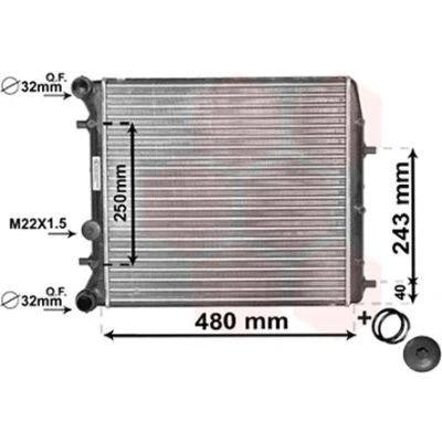 Imagem de VAN WEZEL 76002005 Radiador, arrefecimento do motor Alumínio 400 430 23 *** IR PLUS com acessórios Aletas de refrigeração unidas mecanicamente