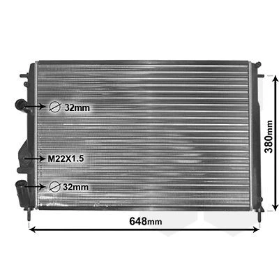 Imagem de VAN WEZEL 43002241 Radiador, arrefecimento do motor Alumínio 583 415 28 Aletas de refrigeração unidas mecanicamente RENAULT: MEGANE 1, Scénic 1