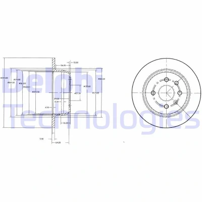 Imagem de DELPHI BG2635 Disco de travão 260 10 4 cheio oleado não tratado sem o rolamento da roda, anel sensor do ABS OPEL: Astra F CC, Caravan