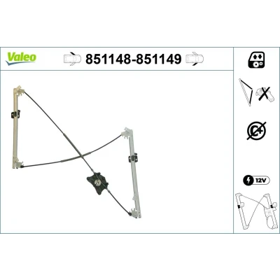Imagem de Valeo Elevador de vidro à frente, lado esquerdo elétrico sem motor função conforto 851148 VOLKSWAGEN: Golf 5