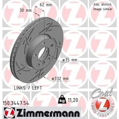 Imagem de ZIMMERMANN BLACK Z 150.3447.54 Disco de travão 332 30 6/5 5 120 interior ventilado, fendido revestido alto carbono BMW: X5, X6
