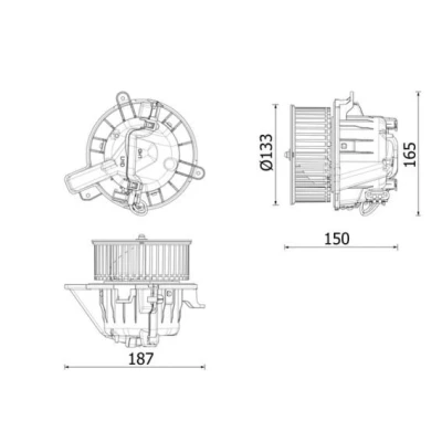 Imagem de MAHLE ORIGINAL AB 332 000P Ventilador do Habitáculo para veículo com volante à esquerda