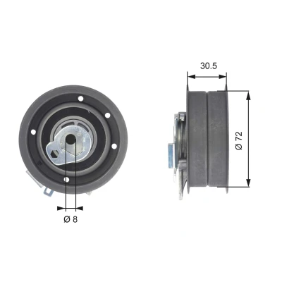 Imagem de GATES T43010 Rolo tensor, correia dentada Tru Power VOLKSWAGEN: Golf 4, 4 Variant, Caddy 3, AUDI: A4 B5 Sedan, Avant, B7 Avant