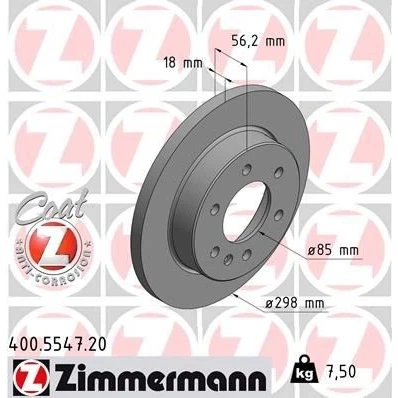 Imagem de ZIMMERMANN 400.5547.20 Disco de travão 298 18 7/6 6 130 cheio revestido alto carbono