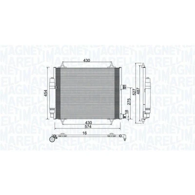 Imagem de MAGNETI MARELLI 350203886000 Condensador com secador 574x454x16 454 574 16 PEUGEOT: Expert II Van