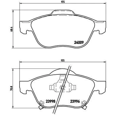 Imagem de BREMBO P 83 043 Jogo de pastilhas para travão disco com avisador sonoro desgaste grampo do êmbolo sem acessórios TOYOTA: Avensis I Sedan