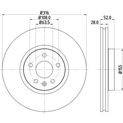 Imagem de HELLA PRO High Carbon 8DD 355 129 511 Disco de travão VOLVO: V60 I, S60 II, V70 3, FORD: S Max Mk1, Galaxy Mk2 MPV