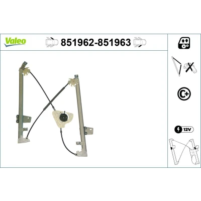 Imagem de Valeo Elevador de vidro à frente, lado esquerdo elétrico sem motor com função conforto 851962 NISSAN: Qashqai / Qashqai+2 I
