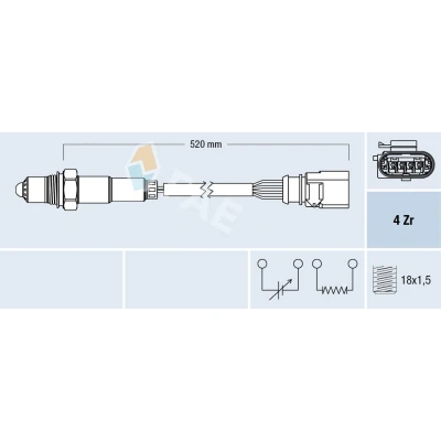 Imagem de FAE 77438 Sonda lambda com aquecimento castanho VOLKSWAGEN: Polo IV Hatchback, V Golf 5, SEAT: Ibiza 3, 4 Sportcoupe,