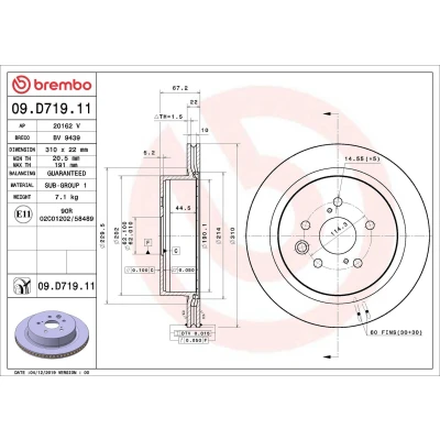 Imagem de BREMBO 09.D719.11 Disco de travão 310 22 5 interior ventilado revestido