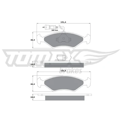 Imagem de TOMEX brakes TX 10 281 Jogo de pastilhas para travão disco Eixo dianteiro incl. contacto aviso desgaste FORD: FIESTA 4, 3, Puma
