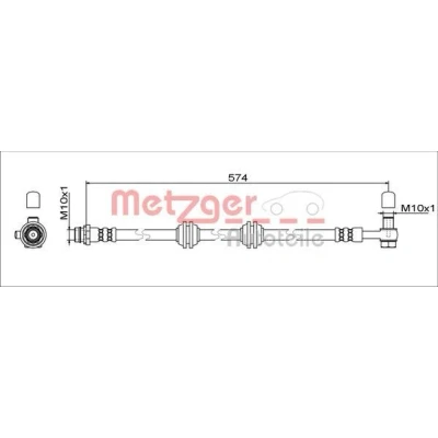 Imagem de METZGER 4111755 Mangueira de Travão Eixo traseiro esquerdo 574mm M10x1mm