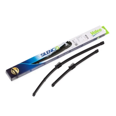 Imagem de Escova do limpa vidros Valeo Silencio X.trm, Flat Blade Set 574474 à frente Sem armação Fixação por cavilha VOLKSWAGEN: Polo IV Hatchback