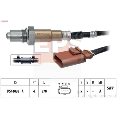 Imagem de EPS 1.998.315 Sonda lambda com material de fixação Made in Italy OE Equivalent aquecimento, plana, Rosca pré lubrificada 4
