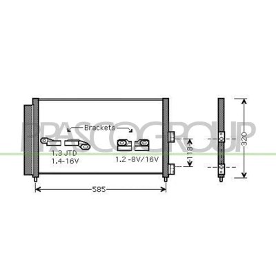 Imagem de PRASCO FT133C006 Condensador com secador 15 Alumínio 584 FIAT: Punto II Hatchback, Doblo I Cargo, LANCIA: Ypsilon
