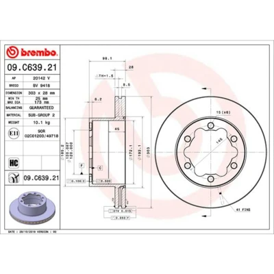 Imagem de BREMBO 09.C639.21 Disco de travão 303 28 6 interior ventilado revestido alto carbono VOLKSWAGEN: Crafter Van