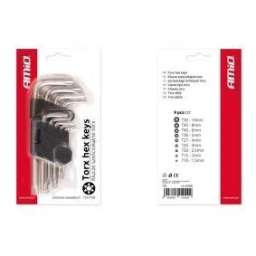 Imagem de AMiO 01040 Kit de chaves parafusos angulares T10,T15,T20,T25,T27, T30,T40,T45,T50 aço cromo vanádio TORX 9