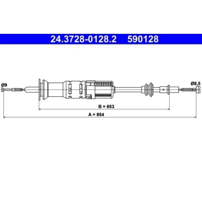 Imagem de ATE 24.3728 0128.2 Cabo de Embreagem com afinação automática SEAT: Ibiza 2, Córdoba I Sedan, VOLKSWAGEN: Polo III Variant, Caddy 2 Kastenwagen