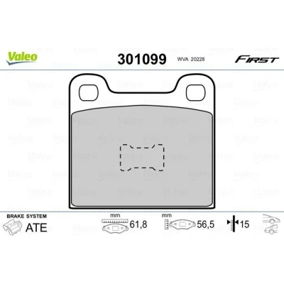 Imagem de VALEO 301099 Jogo de pastilhas para travão disco FIRST excl. contacto aviso desgaste sem chapa anti ruído MERCEDES BENZ: W123 Sedan, /8 Sedan