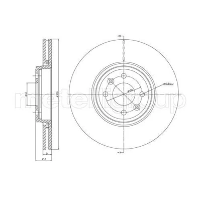 Imagem de METELLI Disco de travão RENAULT: SCENIC 2, GRAND 2 300,0mm 24,0mm 4 61,0mm ventilado pintado 23 0829C 7701207897 Discos