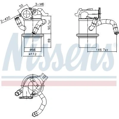 Imagem de NISSENS 989422 Radiador EGR sem &#039;bypass&#039; de vácuo VOLKSWAGEN: Golf 7, AUDI: A3 Sedan