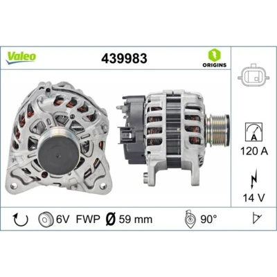 Imagem de VALEO 439983 Alternador 14V 120A RENAULT: MEGANE 3, Kangoo II Express, GRAND SCENIC DACIA: Lodgy, Duster SUV