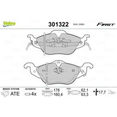 Imagem de VALEO 301322 Jogo de pastilhas para travão disco FIRST Eixo dianteiro incl. contacto aviso desgaste sem chapa anti ruído OPEL: Astra G Van