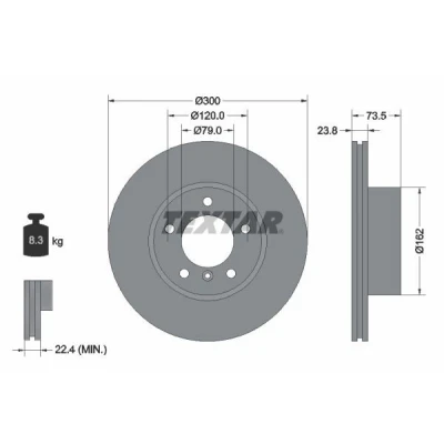 Imagem de TEXTAR 92137700 Disco de travão 300 23,8 05/06 120 interior ventilado sem pernos fixação da roda, cubo roda BMW: 3 Coupe, 1 Hatchback