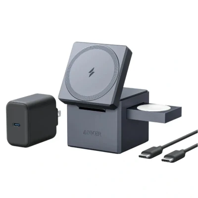 Imagem de Anker 3 In 1 Cube Carregador Rápido Sem Fios 15W Cinzento