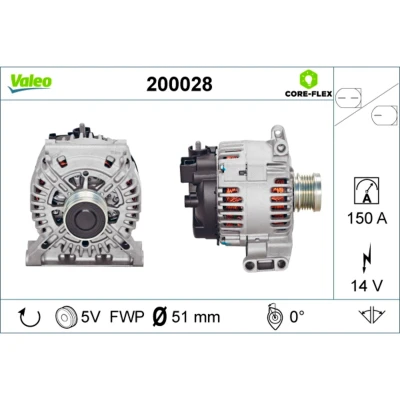 Imagem de VALEO 200028 Alternador 14V 150A MERCEDES BENZ: Classe B